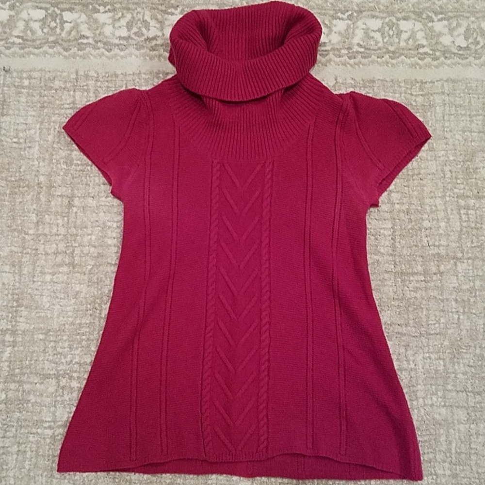 Burgundy BCBG short sleeve turtleneck sweater